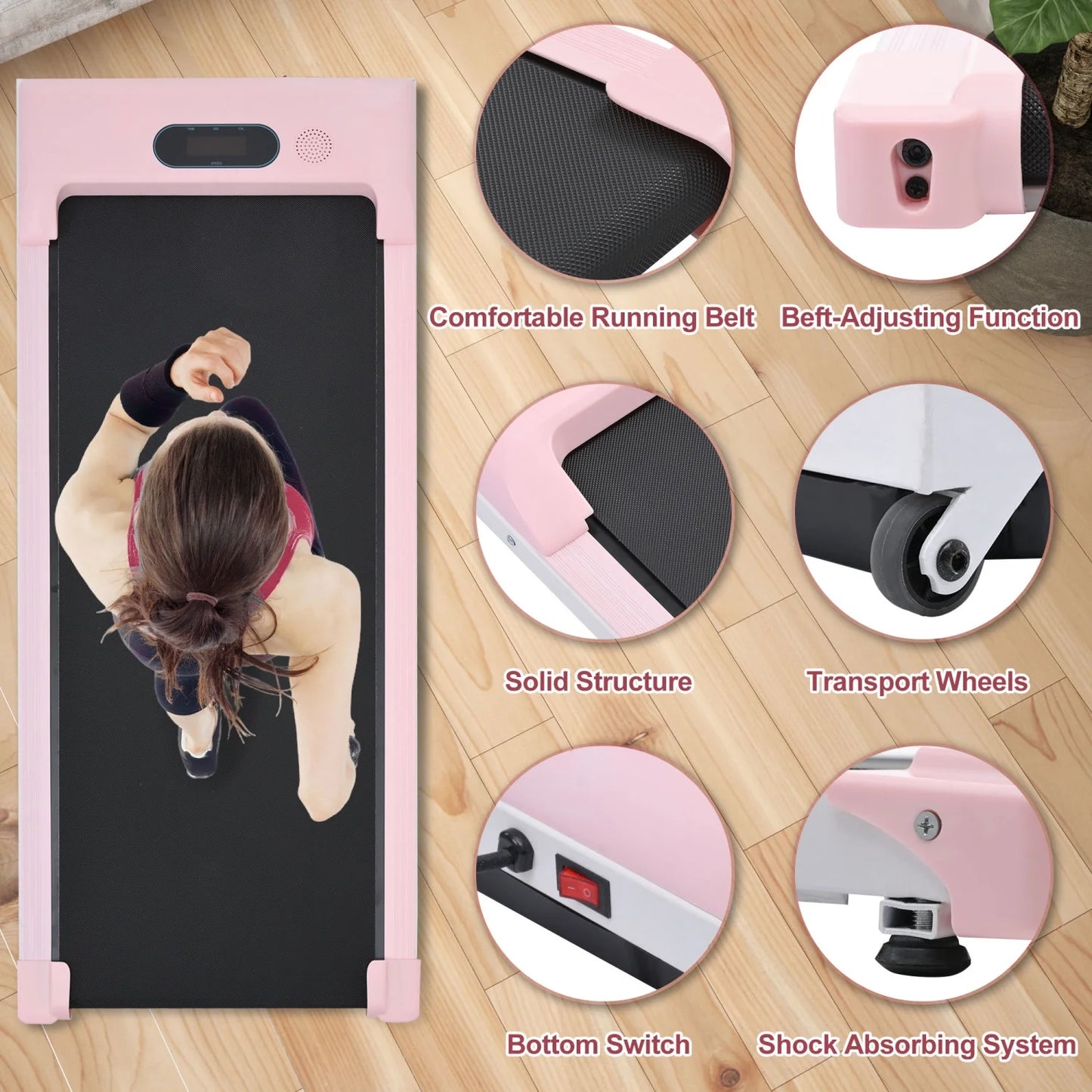 [ US in STOCK] under Desk Treadmill, Slim Flat Walking Pad, Portable Walking Jogging Machine for Home Office Exercise - Remote Control, LCD Display, Stored under Sofa Free Installation