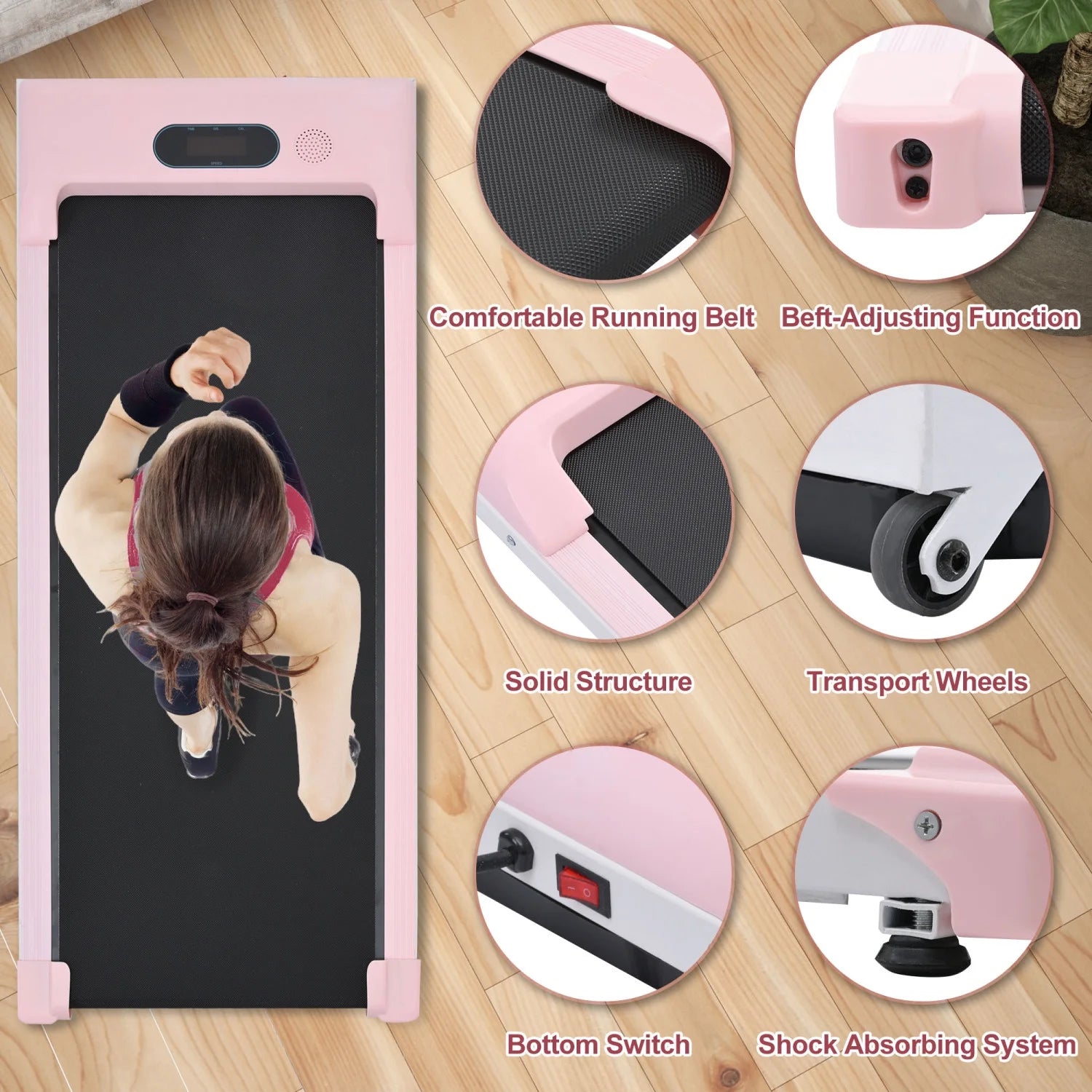 [ US in STOCK] under Desk Treadmill, Slim Flat Walking Pad, Portable Walking Jogging Machine for Home Office Exercise - Remote Control, LCD Display, Stored under Sofa Free Installation