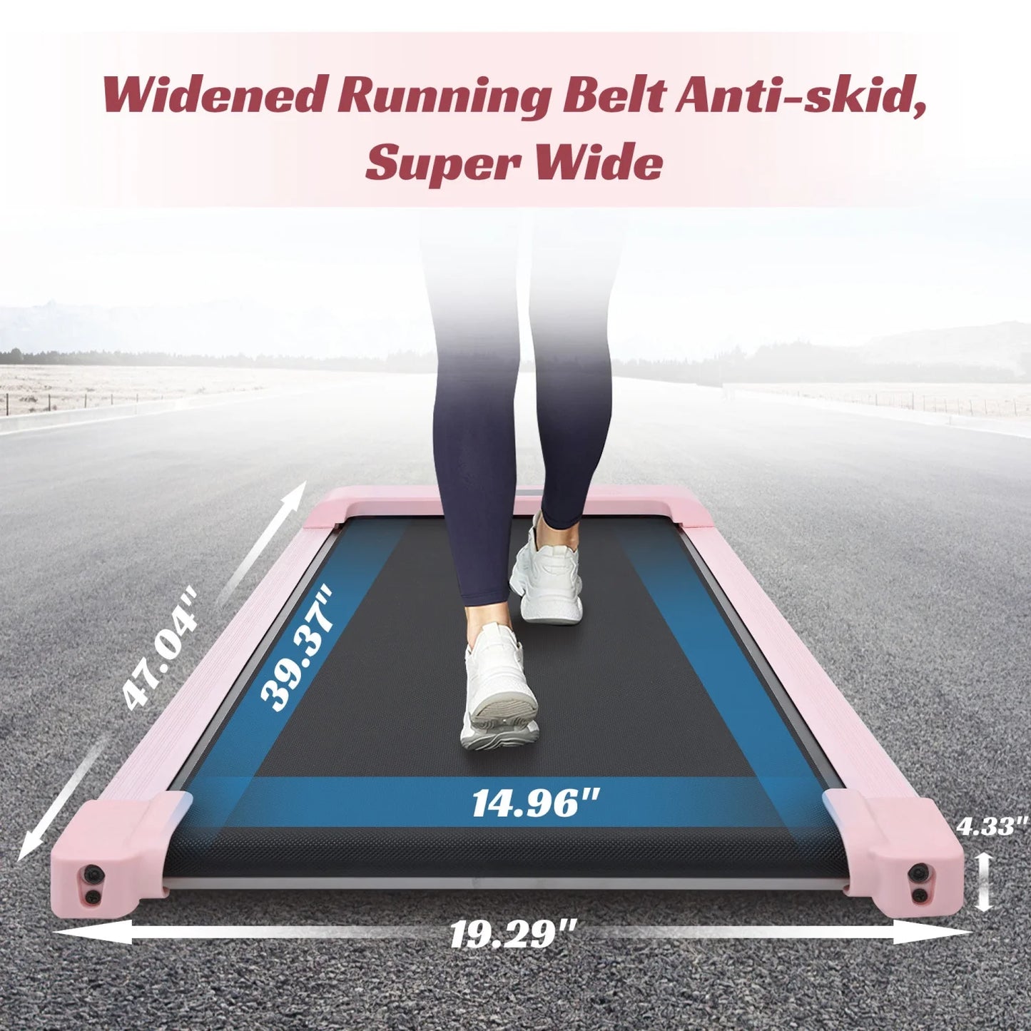 [ US in STOCK] under Desk Treadmill, Slim Flat Walking Pad, Portable Walking Jogging Machine for Home Office Exercise - Remote Control, LCD Display, Stored under Sofa Free Installation