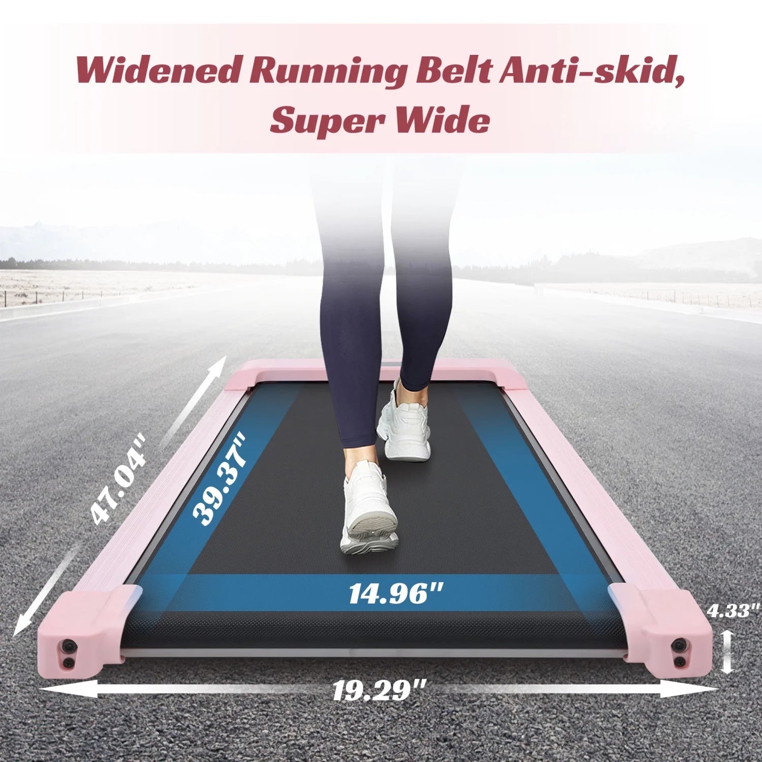 [ US in STOCK] under Desk Treadmill, Slim Flat Walking Pad, Portable Walking Jogging Machine for Home Office Exercise - Remote Control, LCD Display, Stored under Sofa Free Installation