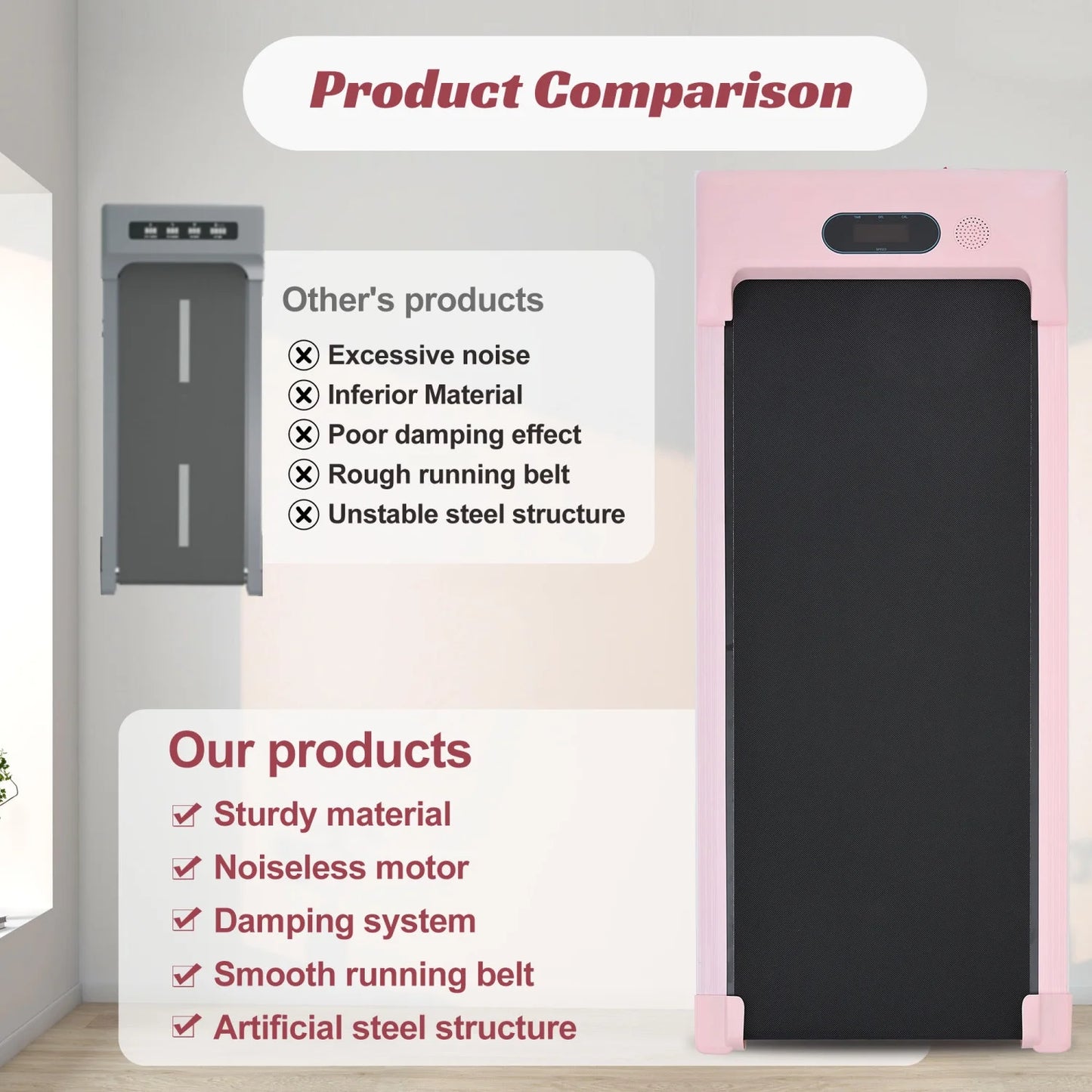 [ US in STOCK] under Desk Treadmill, Slim Flat Walking Pad, Portable Walking Jogging Machine for Home Office Exercise - Remote Control, LCD Display, Stored under Sofa Free Installation