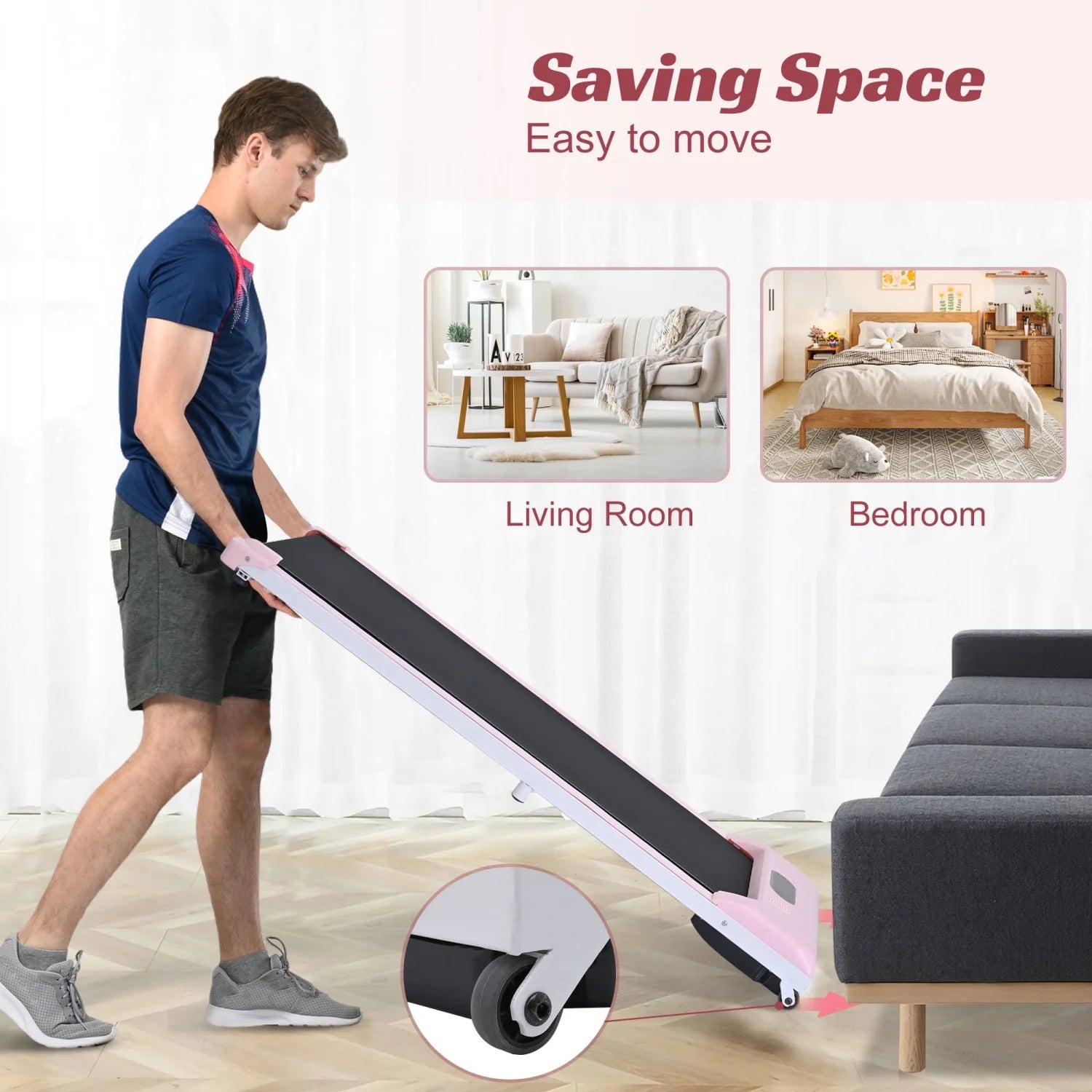 [ US in STOCK] under Desk Treadmill, Slim Flat Walking Pad, Portable Walking Jogging Machine for Home Office Exercise - Remote Control, LCD Display, Stored under Sofa Free Installation